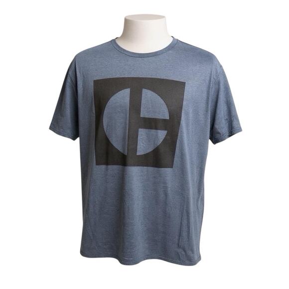 Caterpillar CAT Unisex Retro Round C Logo Graphic T-shirt Blue Heather Size XL - Picture 2 of 4